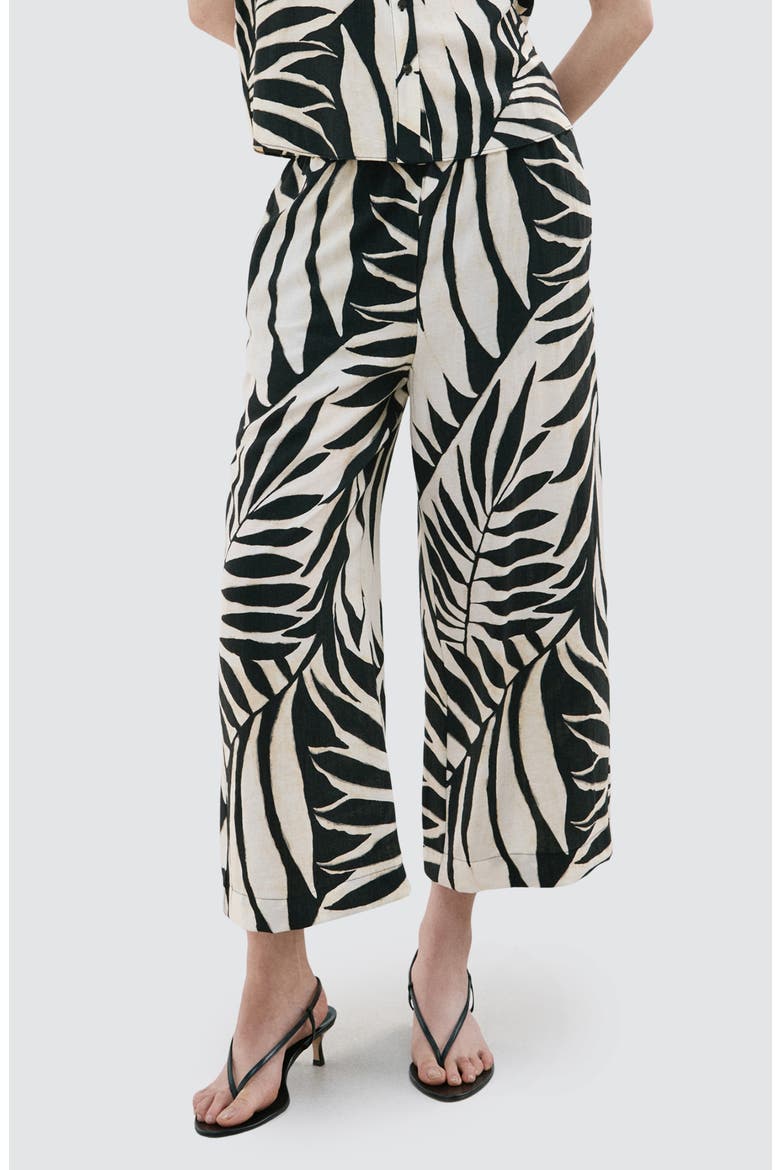 Tropical Print Wide Leg Pants, Main, color, ECRU