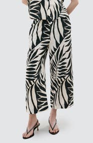 MANGO Tropical Print Wide Leg Pants