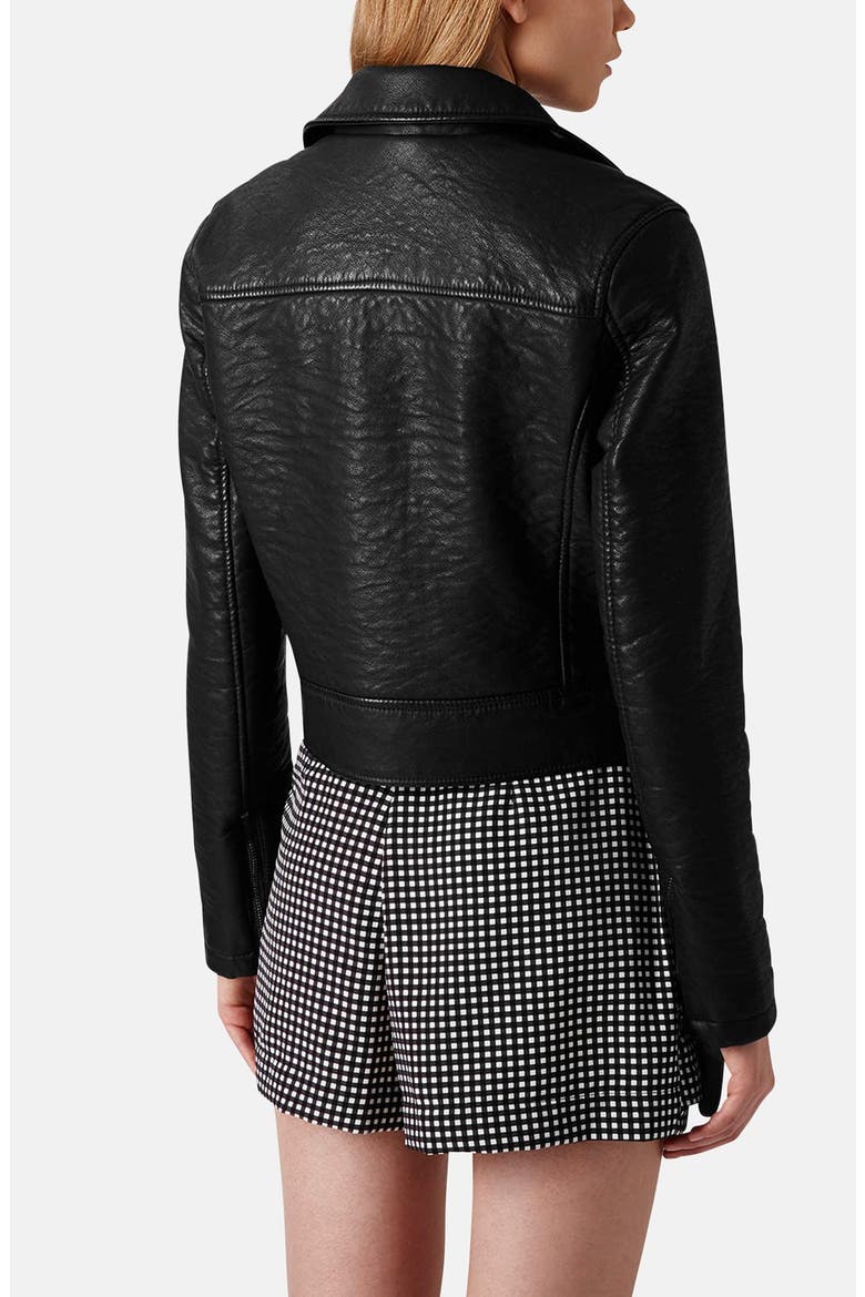 'Scarlet' Faux Leather Biker Jacket, Alternate, color, BLACK