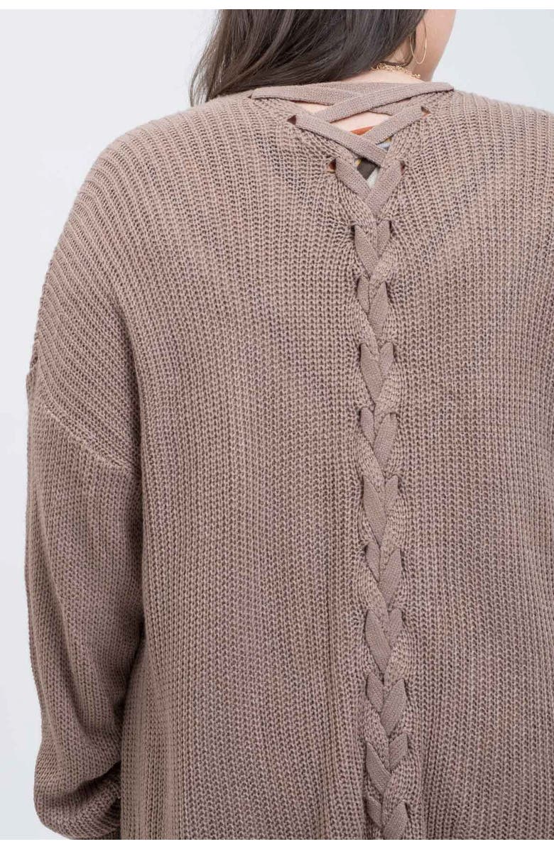 Blu Pepper Braided Back Knit Cardigan, Alternate, color,