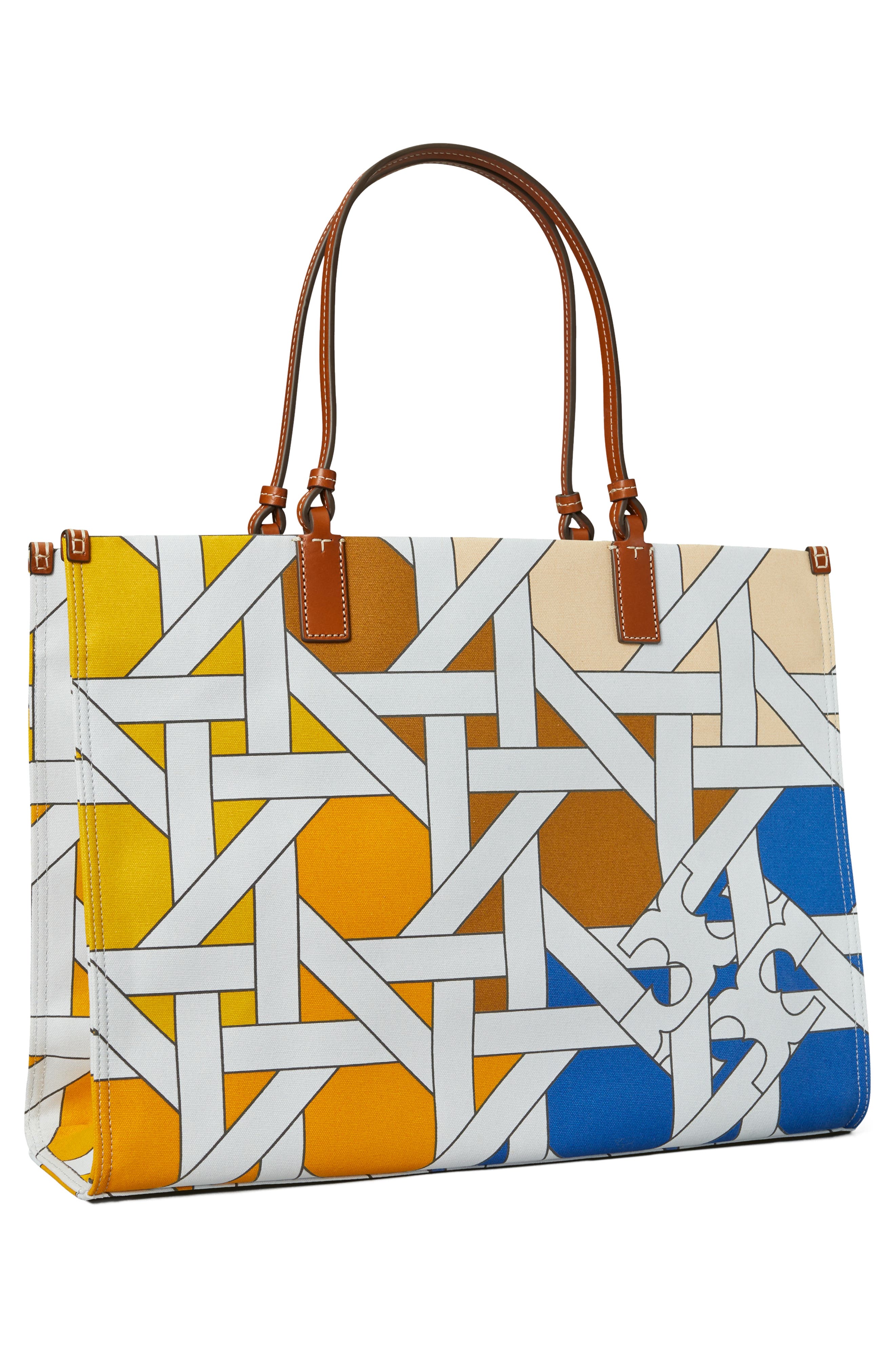 Tory Burch Ella Cotton Canvas Basketweave Tote, Alternate, color, 