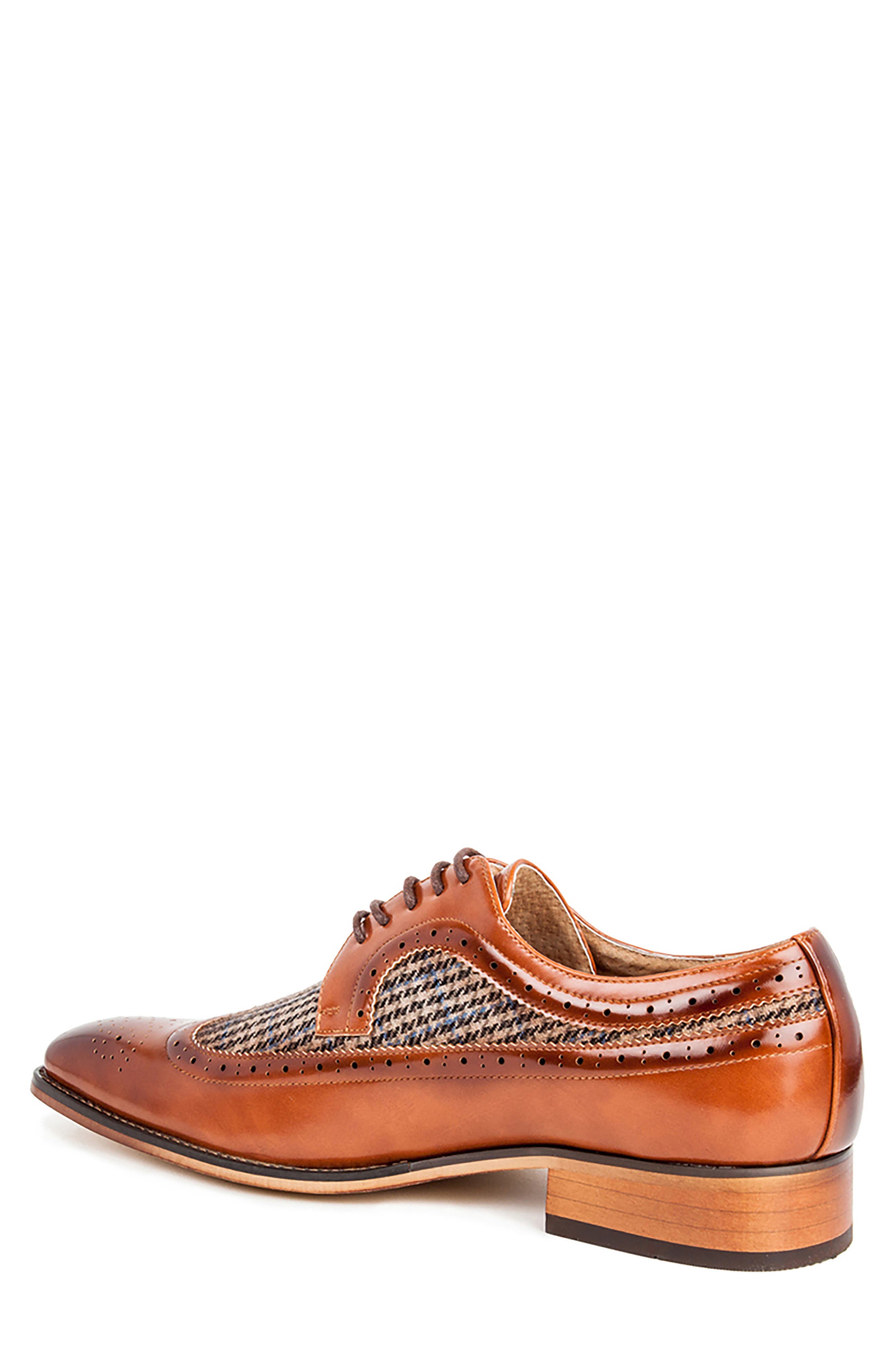 Houndstooth Wingtip Derby, Alternate, color, BROWN