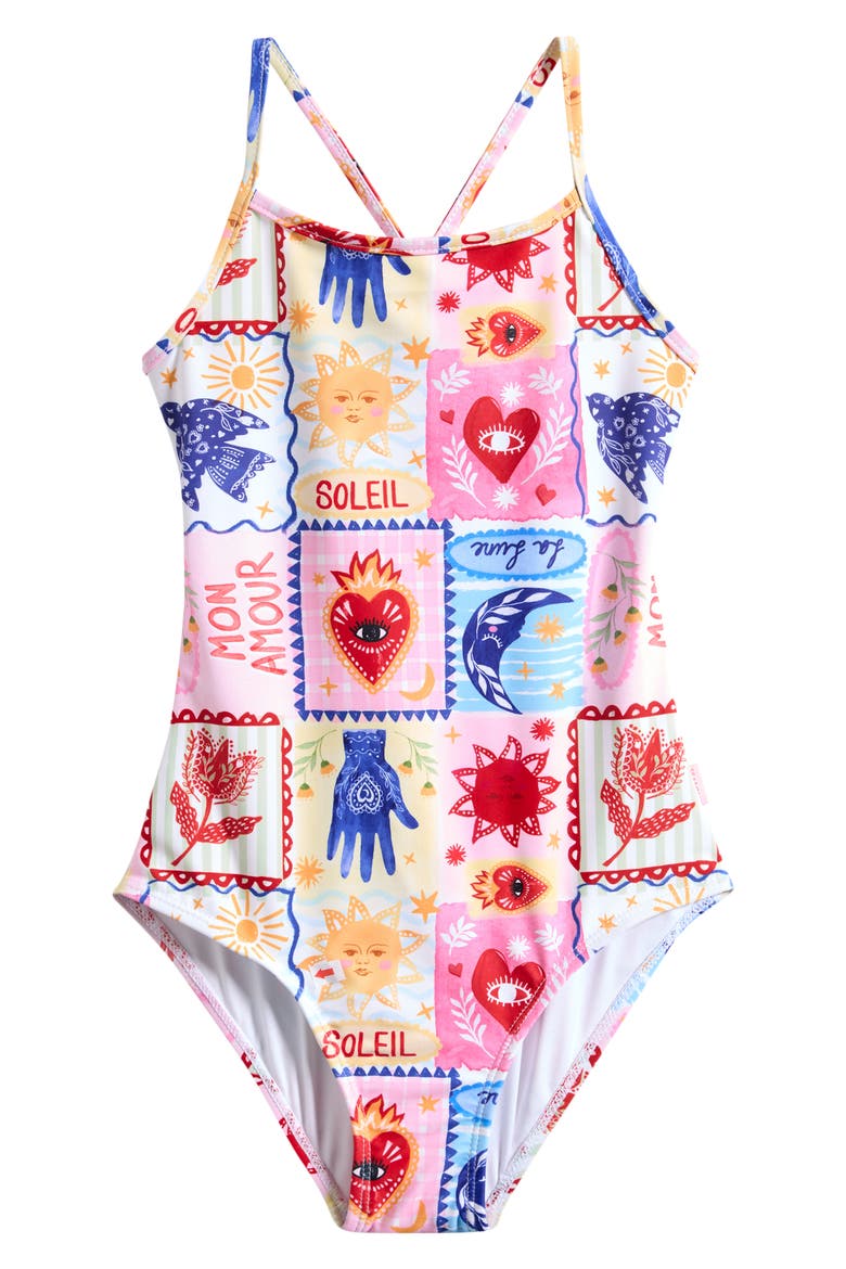 Kids' Palermo Tie Back One-Piece Swimsuit, Main, color, PALERMO