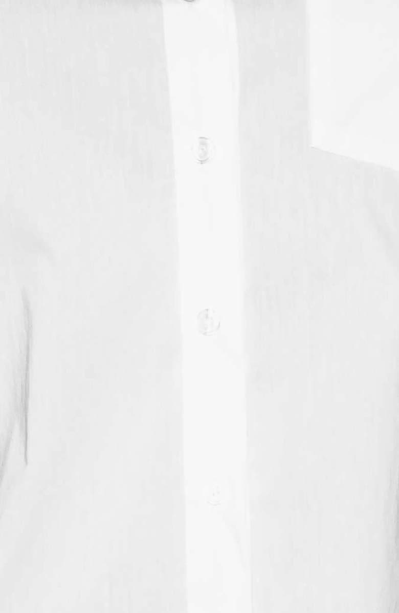 BUXOM COUTURE Puff Sleeve Cotton Blend Button-Up Shirt, Alternate, color, White