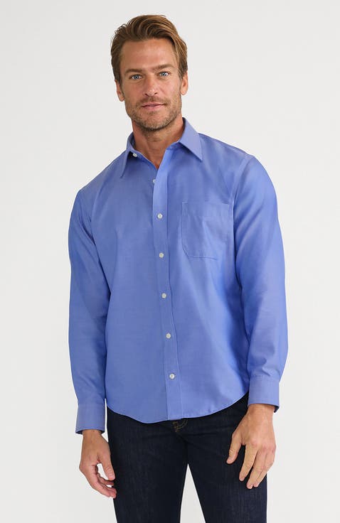 Solid No Iron Supima Pinpoint Straight Collar Dress Shirt