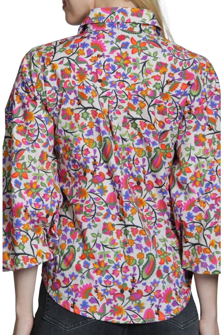 Printed Cotton Button-Up Shirt, Alternate, color, PINK OLIVE MULTI