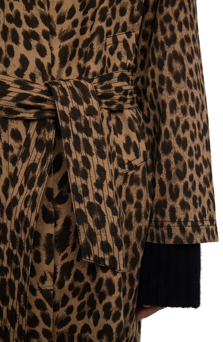 Zadig & Voltaire Mentle Leopard Print Cotton Trench Coat, Alternate, color, Daim