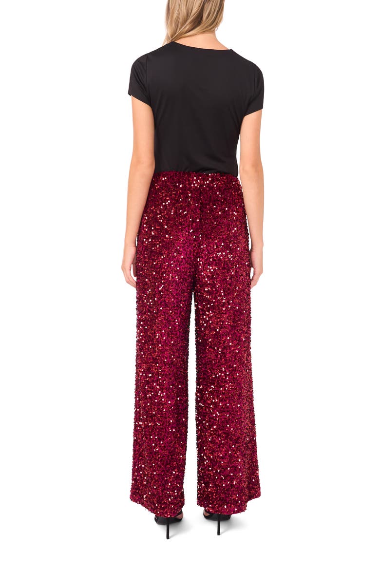 Sequin Wide Leg Pants, Alternate, color, CRIMSON
