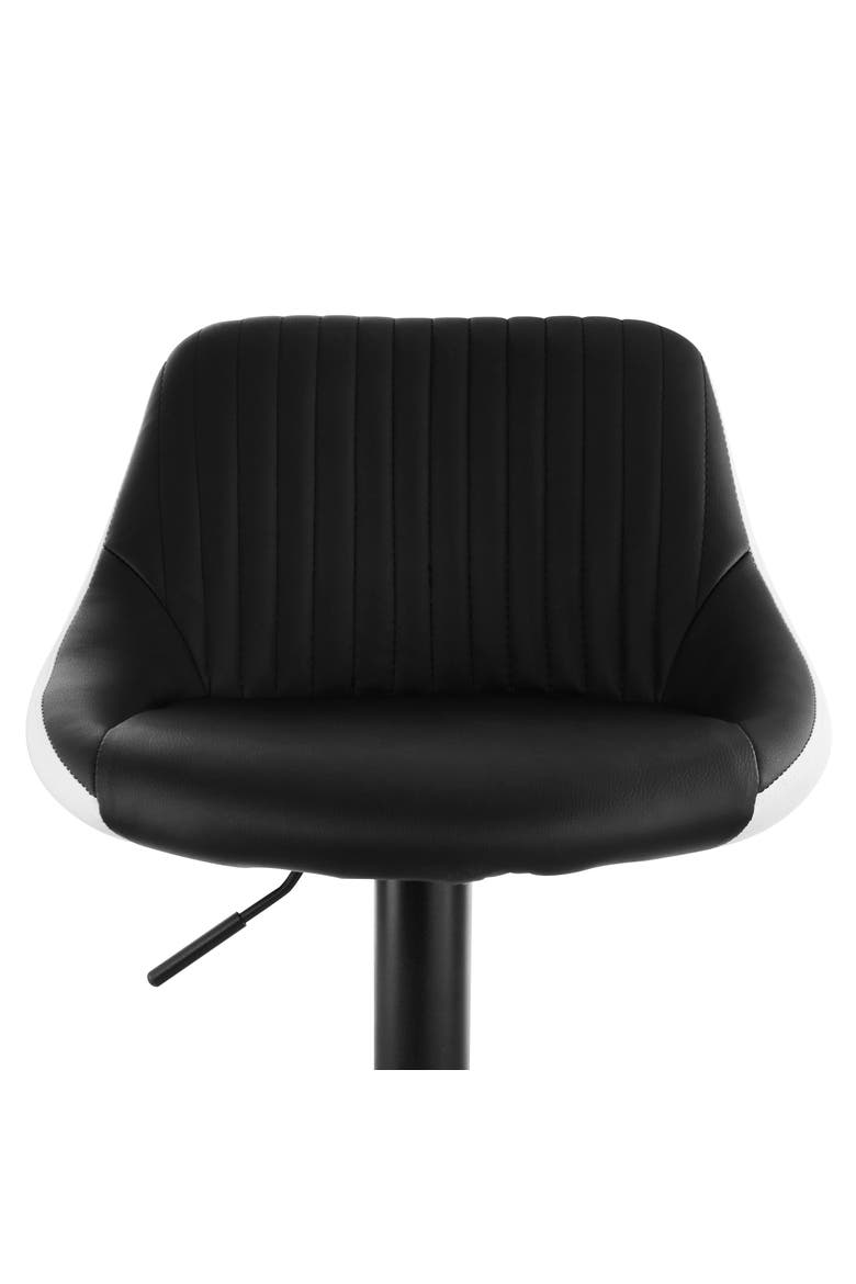 2 Piece Faux Leather Adjustable Bar Stool, Alternate, color, Black