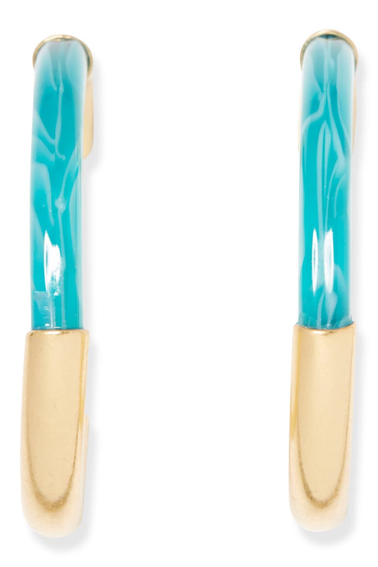 Resin Large Hoop Earrings, Main, color, 12KT SOFT POLISH/ BLUE MULTI