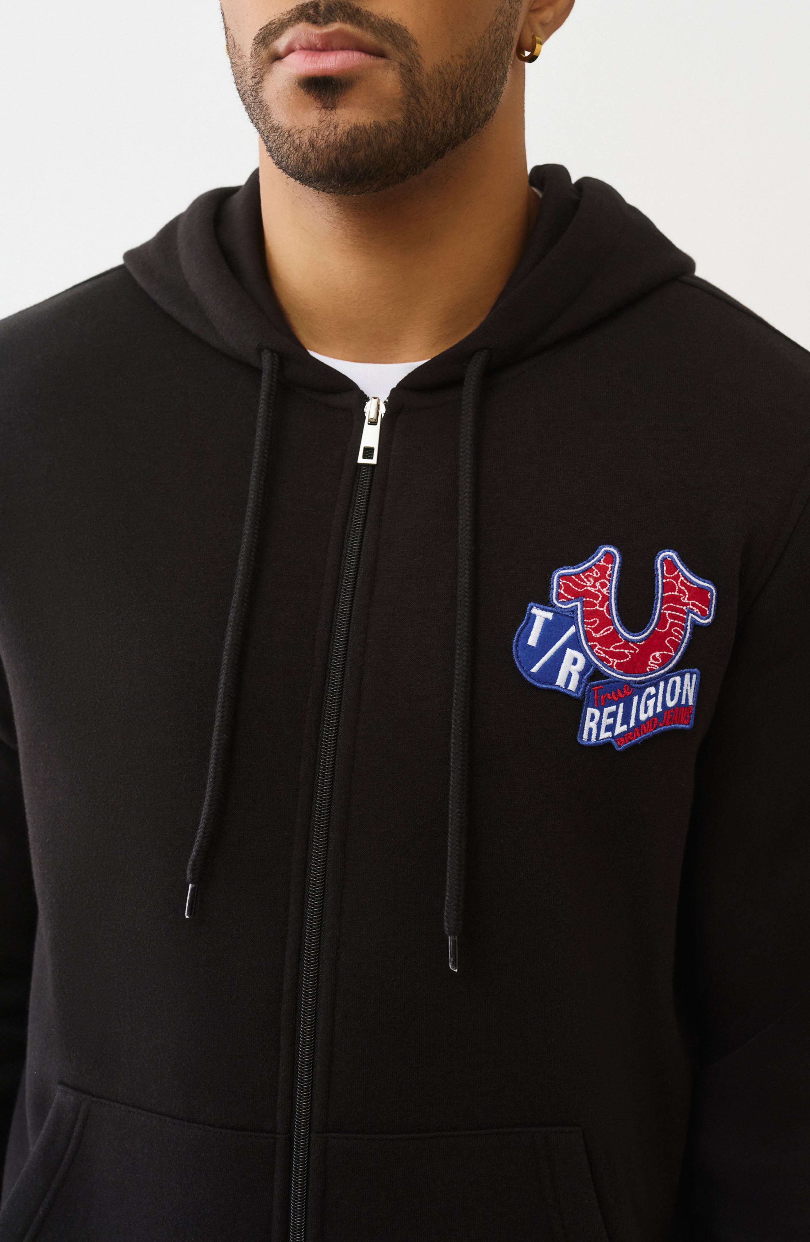 Embroidered Patch Zip Hoodie (Men) | Nordstromrack