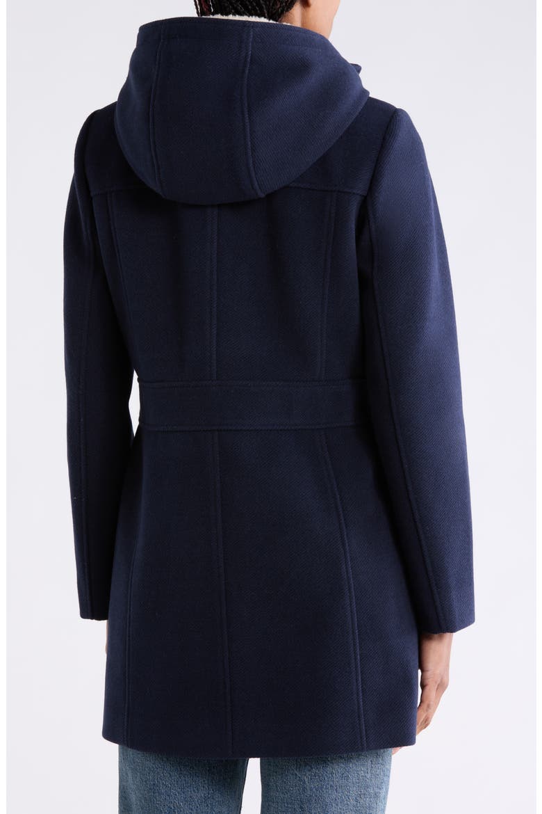 Toggled Twill Coat with Faux Fur, Alternate, color, NAVY