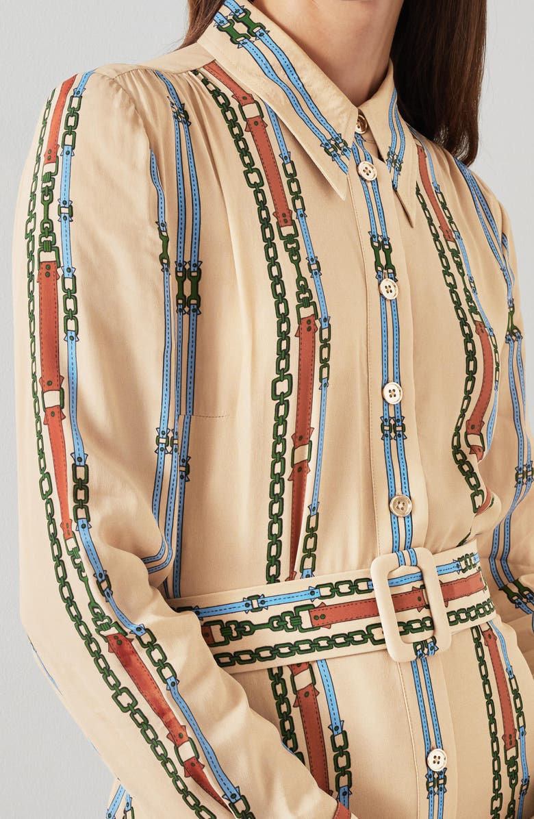 LK Bennett Kate Long Sleeve Belted Shirtdress, Alternate, color,