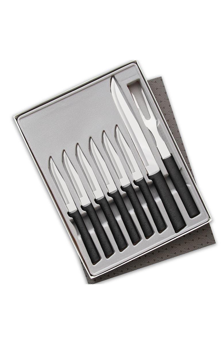 Rada 8 Piece Meat Lover
s Set with Carving Set and Steak Knives, Main, color, Black