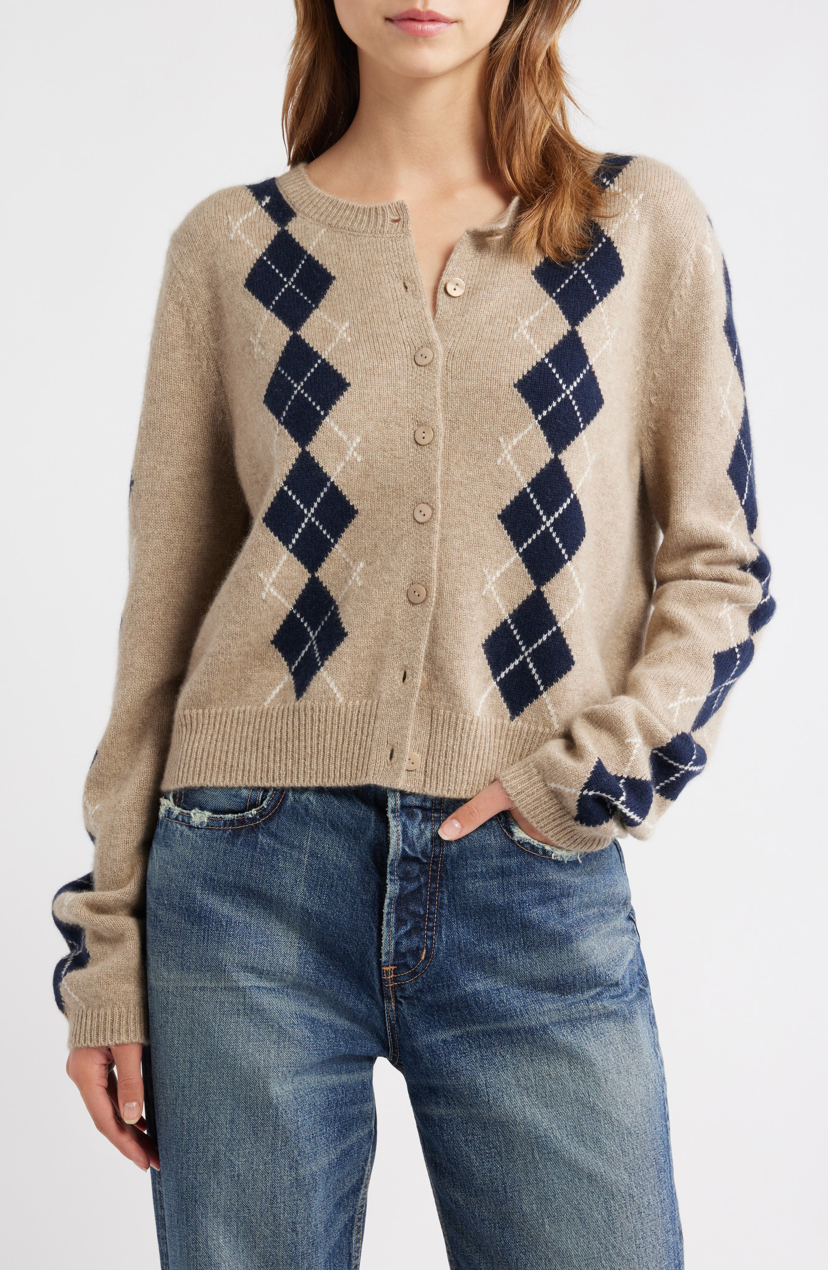 OATMEAL NAVY ARGYLE