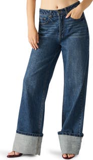 Steve Madden Romona Wide Leg Cuffed Jeans
