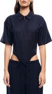 LIONESS Azure Linen Blend Bodysuit