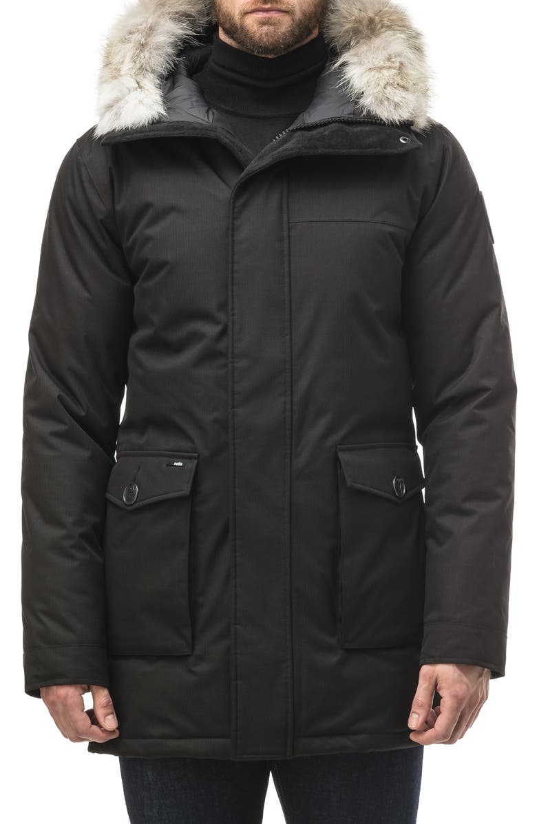 nobis Yves Windproof & Waterproof 650 Fill Power Down Parka with Genuine Coyote Fur Trim, Main, color,