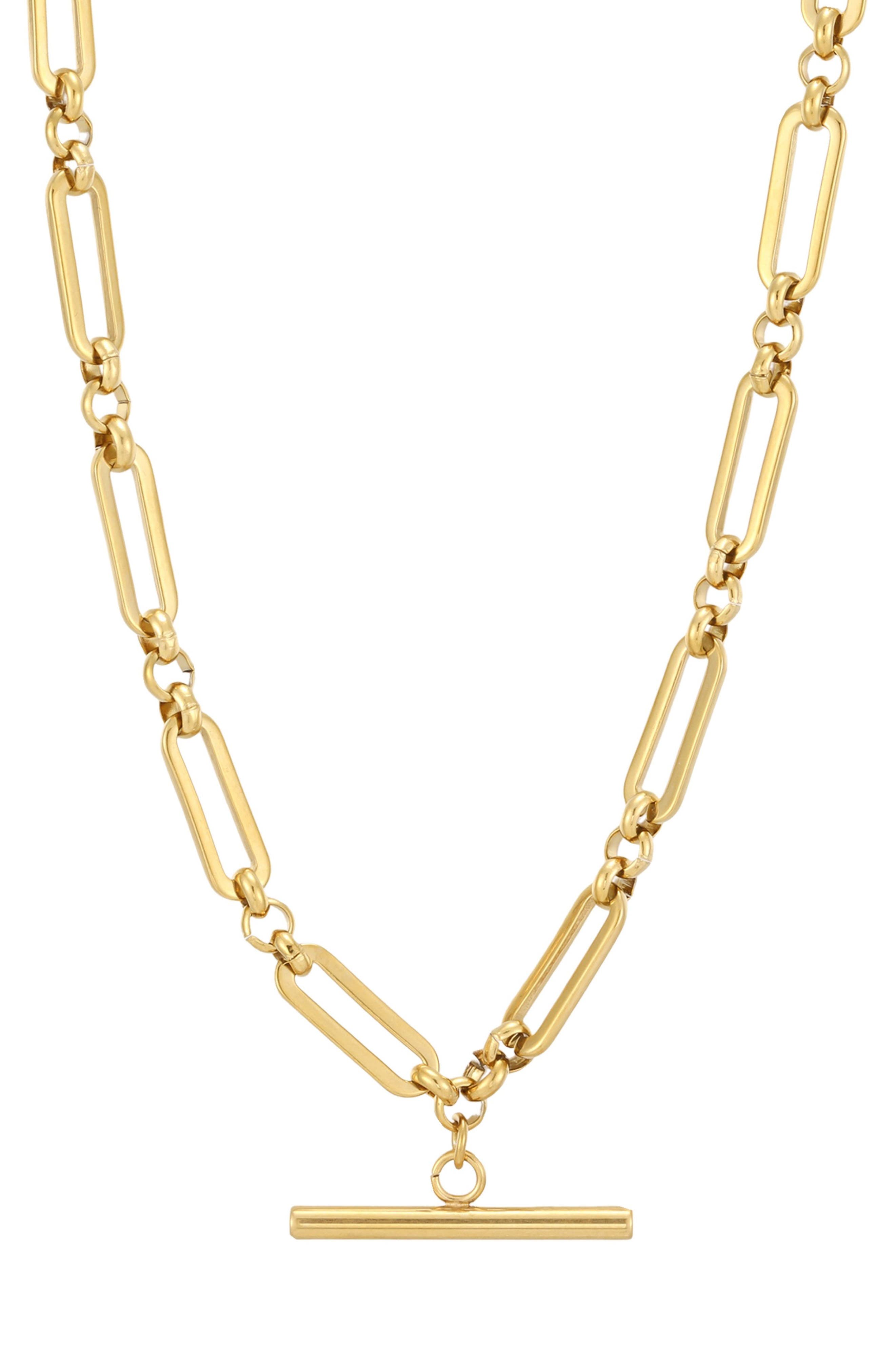 Bar Pendant Paperclip Link Necklace