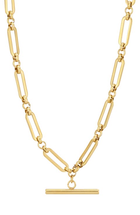 Bar Pendant Paperclip Link Necklace