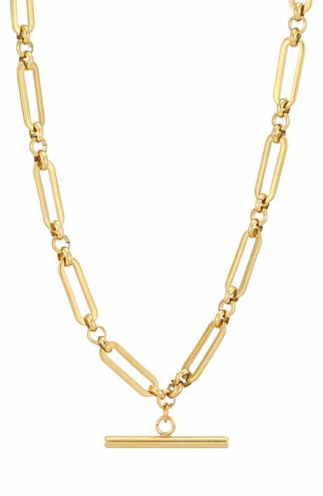 Bar Pendant Paperclip Link Necklace