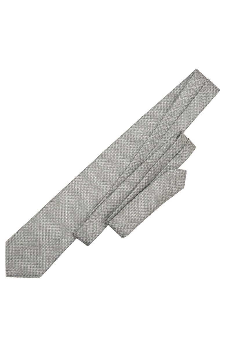 Elizabetta Brunelli - Extra Long Silk Jacquard Tie for Men, Alternate, color, Steel Grey