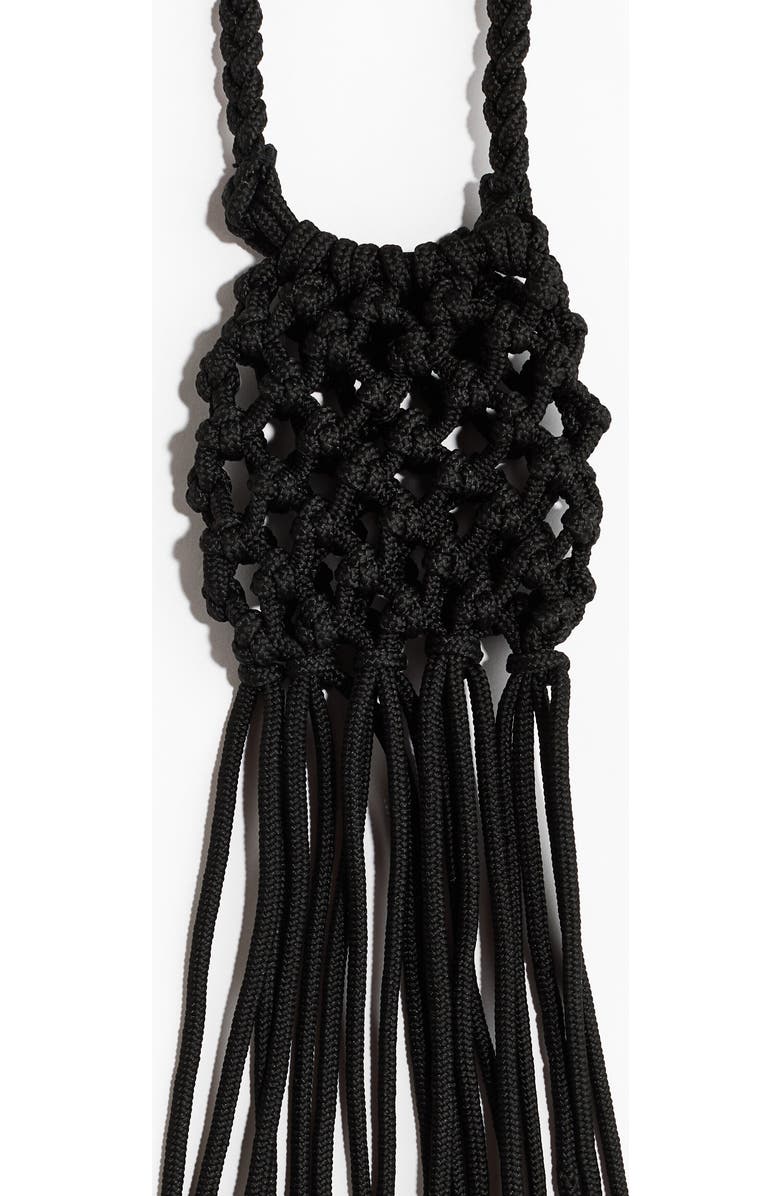 H&M Fringed Net Crossbody Bag, Alternate, color, Black