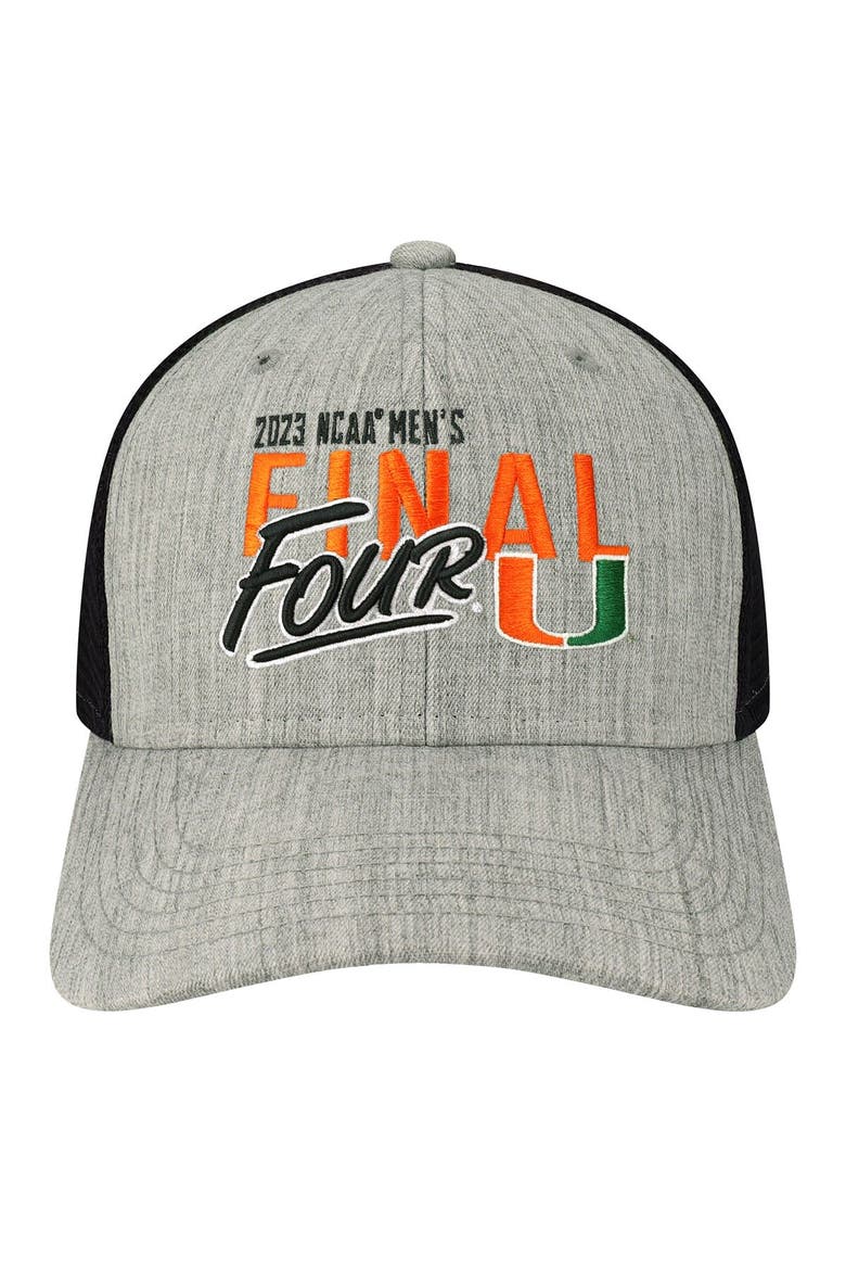 Heather Gray Miami Hurricanes 2023 NCAA Men's Basketball Tournament March Madness Final Four Trucker Adjustable Hat, Alternate, color, Heather Gray