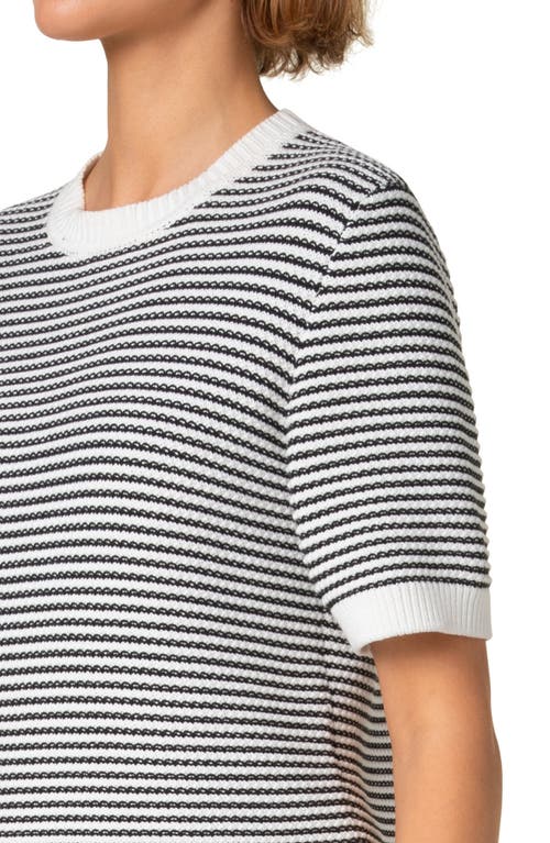 Akris Punto Chunky Tweed Knit Short-sleeve Crop Sweater In Black-cream