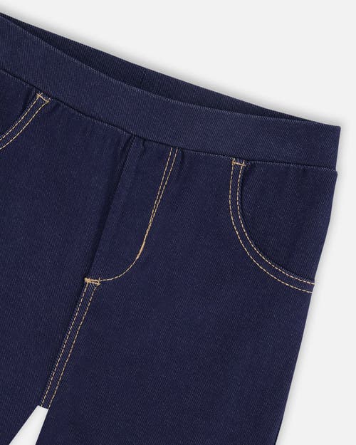 Deux Par Deux Little Girl's Plush Lined Dark Blue Denim Jeggings In Blue