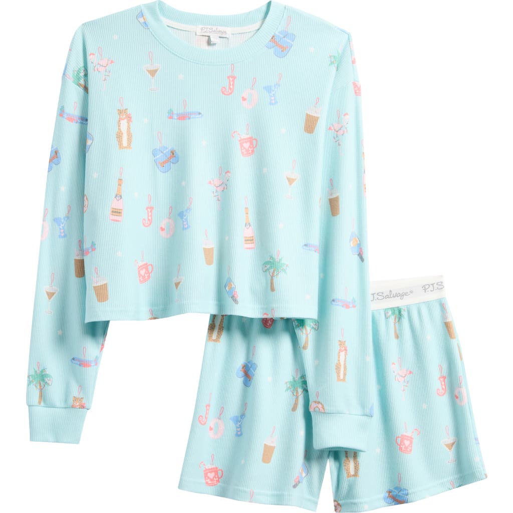 Pj Salvage Print Waffle Knit Short Pajamas In Multi