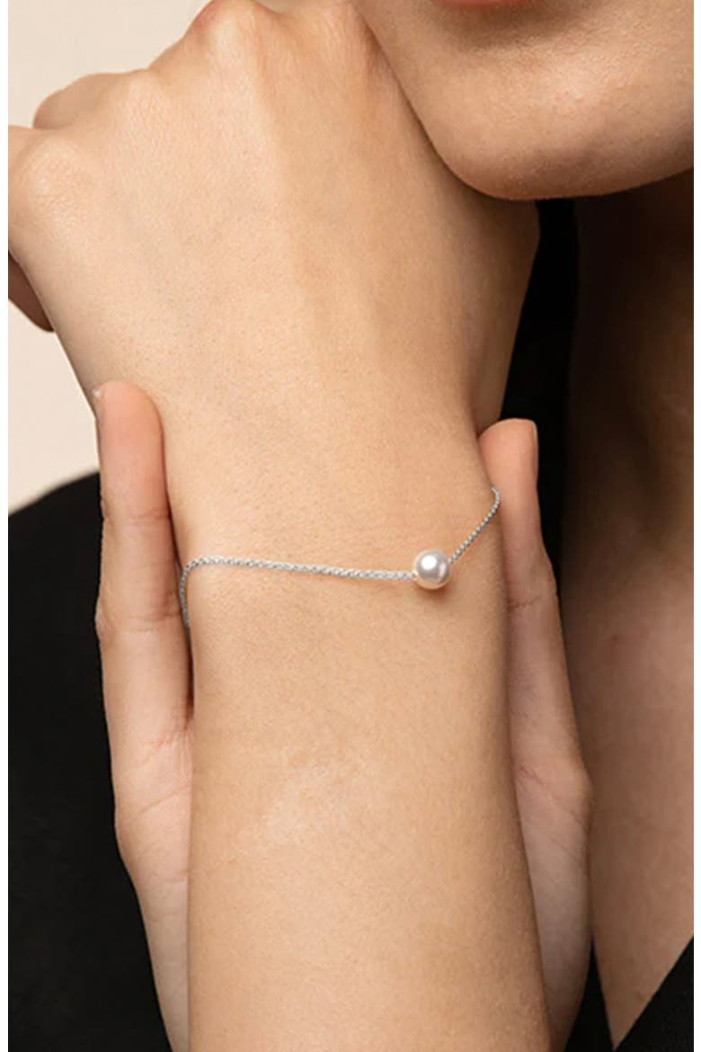 Sterling Silver 18k Gold Plated Abby Pearl Necklace & Bracelet Set Modern, Alternate, color, Silver