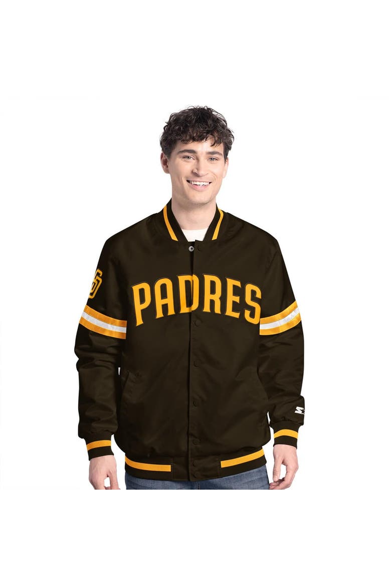 Men's Starter  Brown San Diego Padres Scout Full-Snap Varsity Jacket, Main, color, Brown