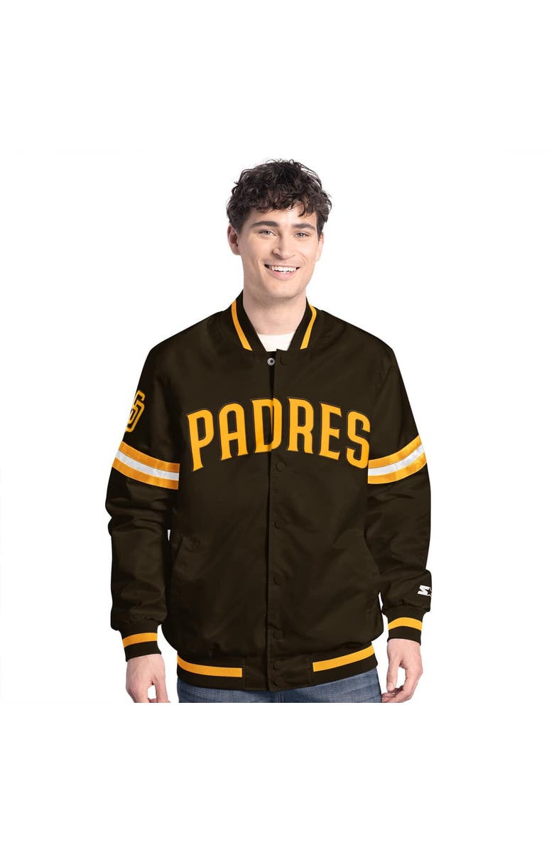 STARTER Men's Starter  Brown San Diego Padres Scout Full-Snap Varsity Jacket, Main, color, Brown
