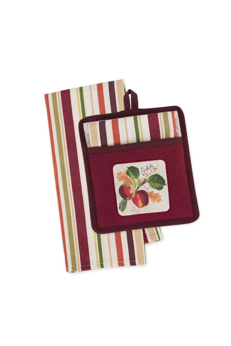 Apple Botanical Potholder Gift Set, Main, color, Apple Botanical