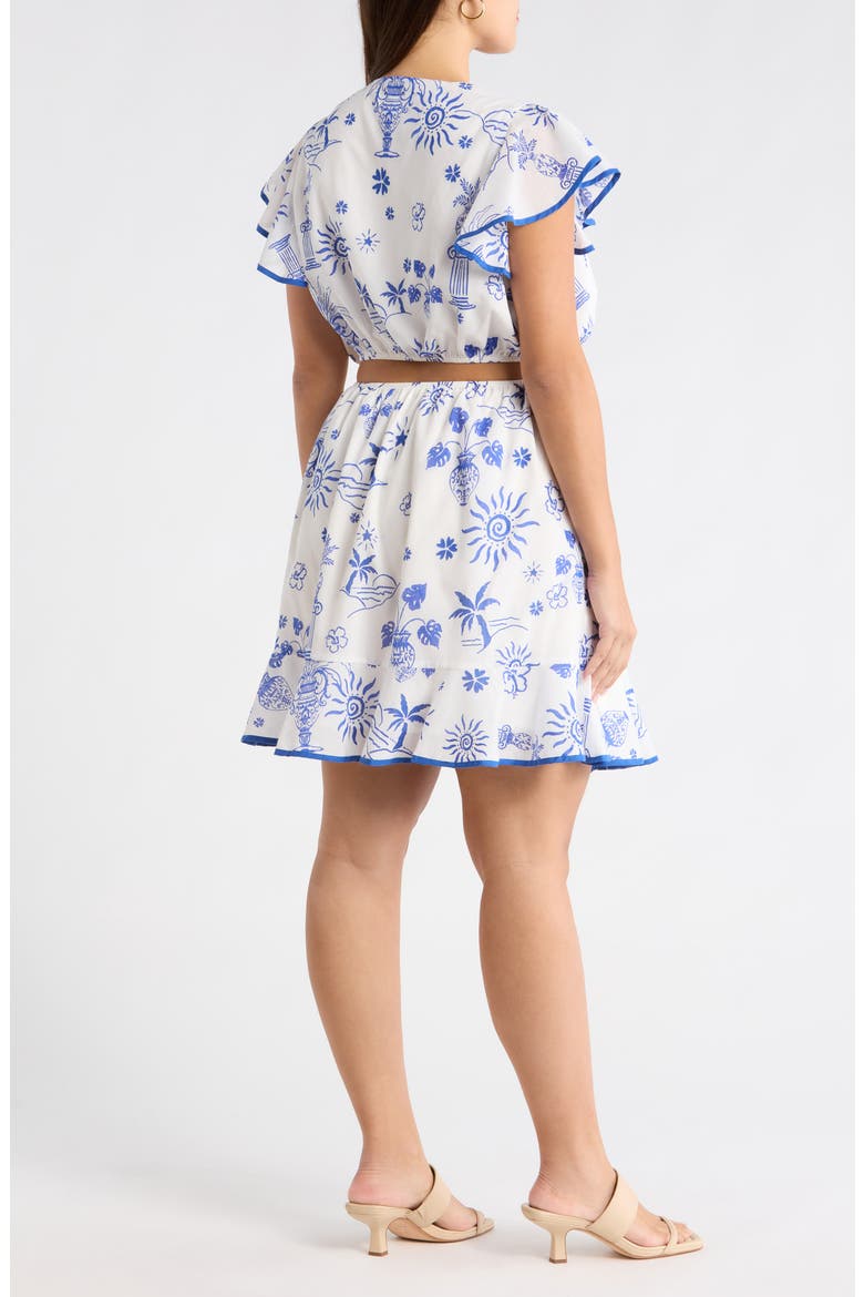 Alvina Tropics Cely Cutout Minidress, Alternate, color, BLUE-WHITE