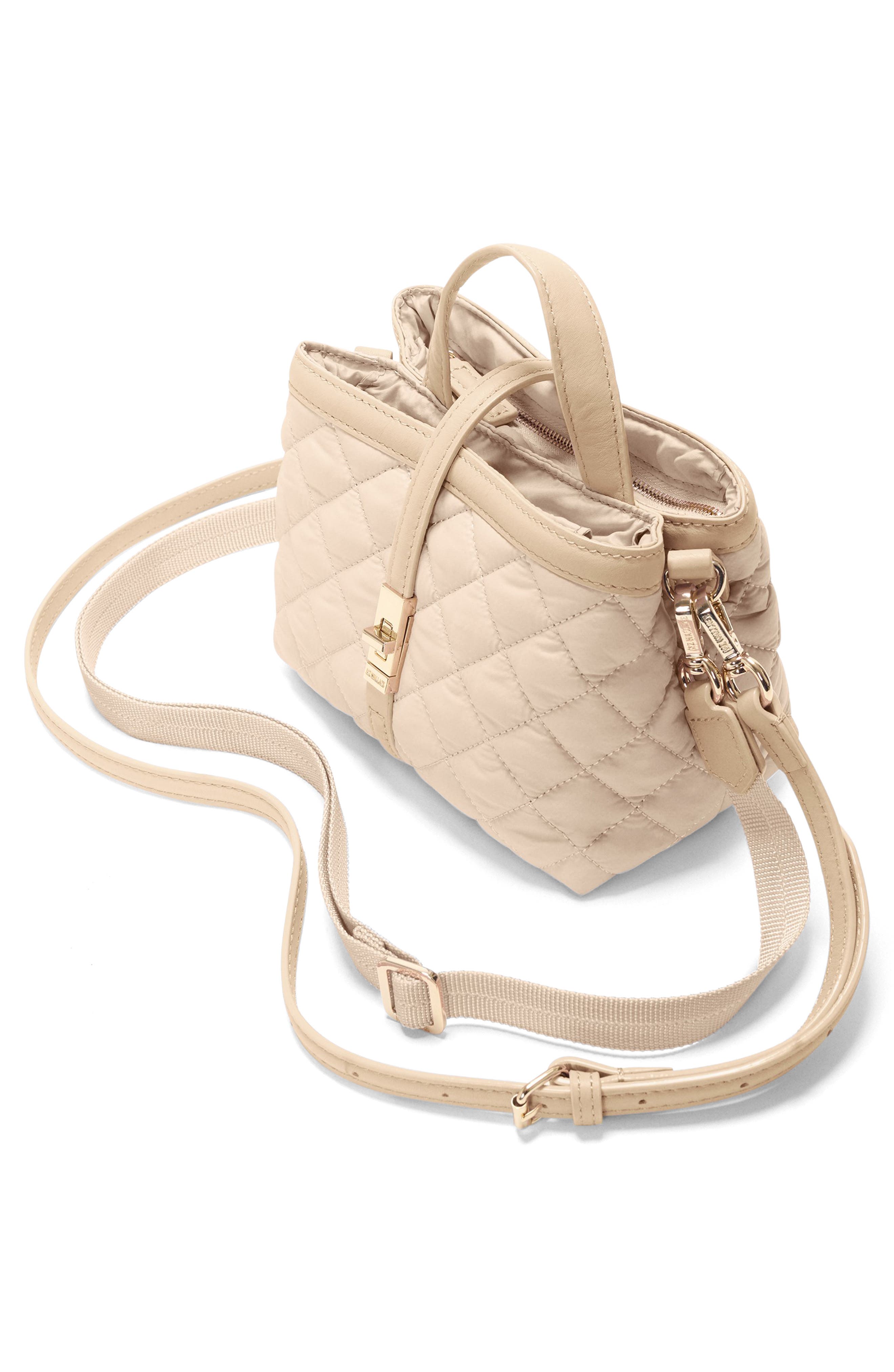 Mini Astor Diamond Quilted Top Handle Bag, Alternate, color, BUFF