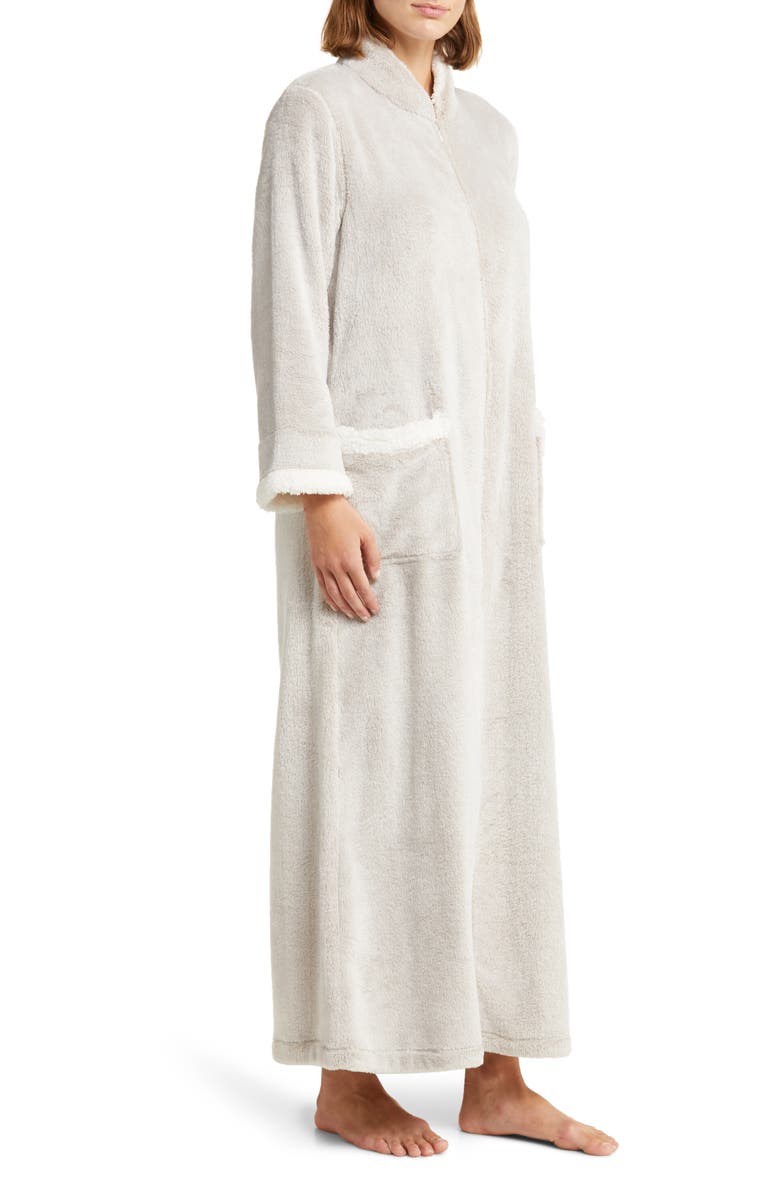 Natori Frosted Faux Shearling Zip-Up Robe, Alternate, color,