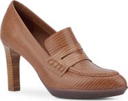 Aquatalia Rella Weatherproof Mini Lizard Embossed Penny Loafer Pump