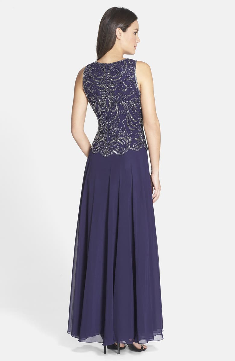 J Kara Beaded Mock Two-Piece Gown, Alternate, color, 