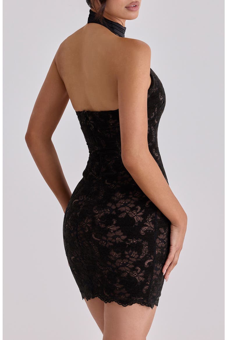 Natalya Lace Halter Body-Con Minidress, Alternate, color, BLACK
