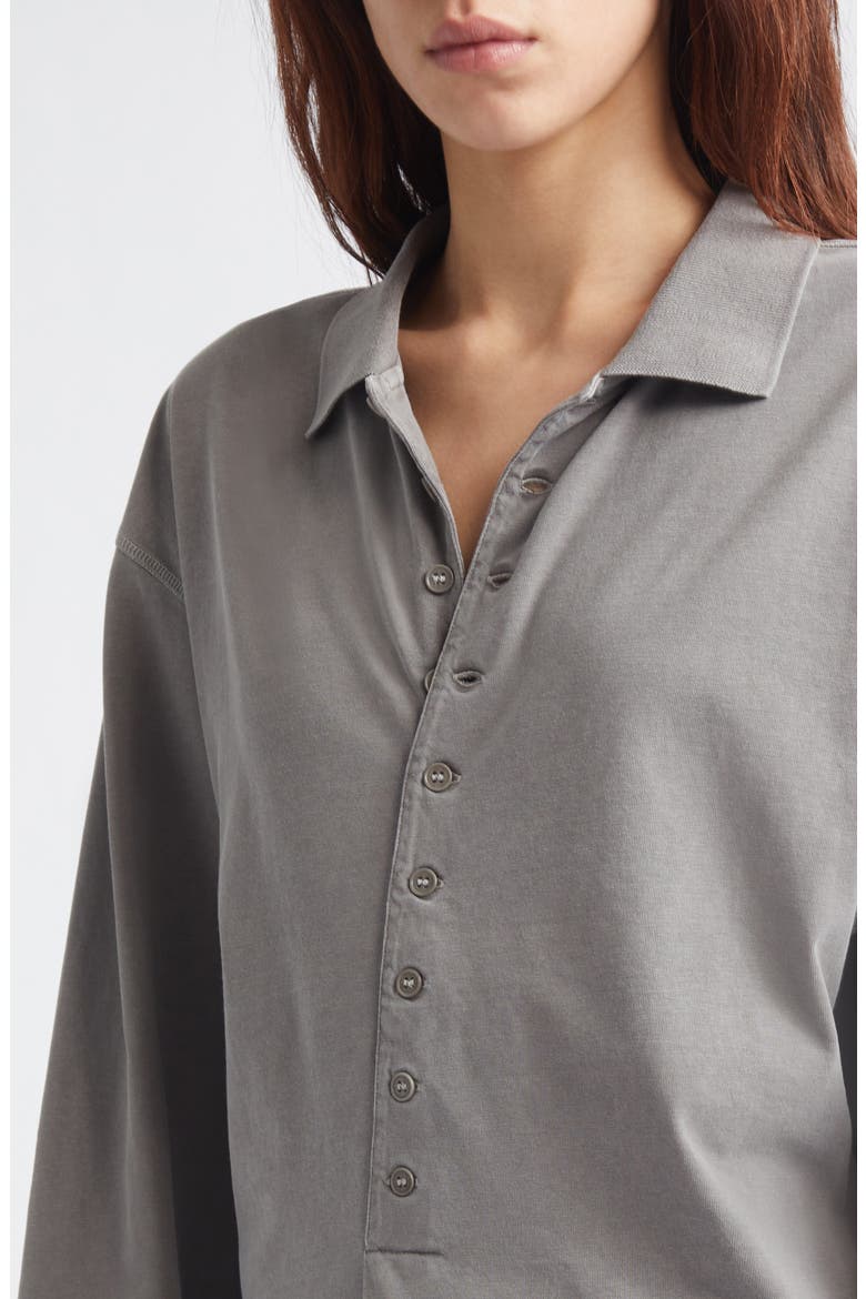 Mori Long Sleeve Organic Cotton Polo, Alternate, color, 210 - GREY