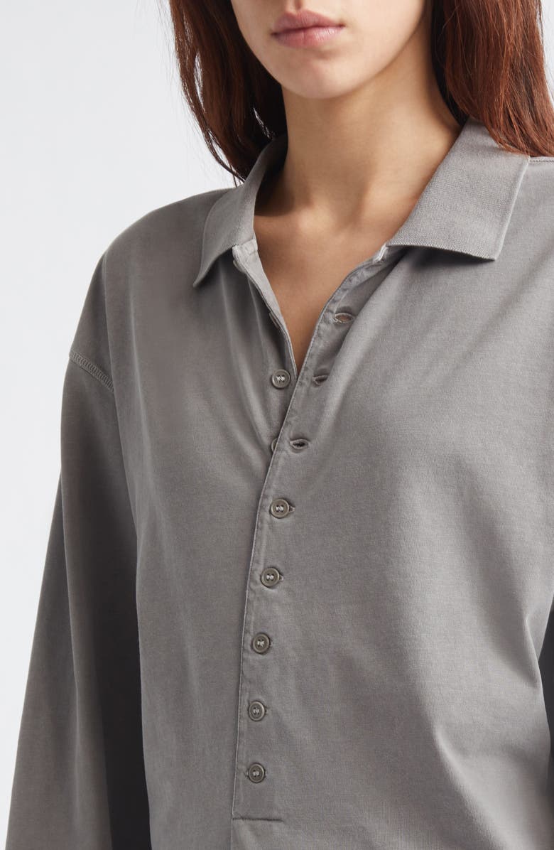 Paloma Wool Mori Long Sleeve Organic Cotton Polo, Alternate, color, 210 - Grey