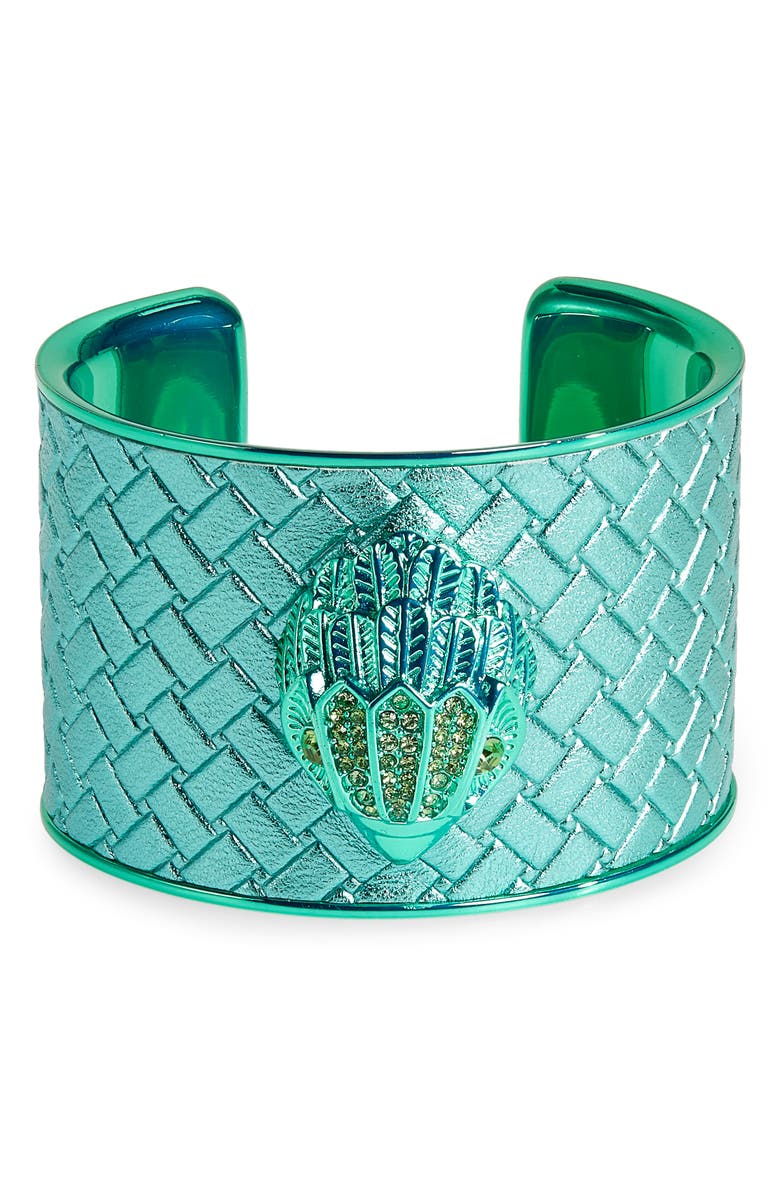 Kurt Geiger Eagle Debossed Leather Cuff Bracelet, Main, color, 