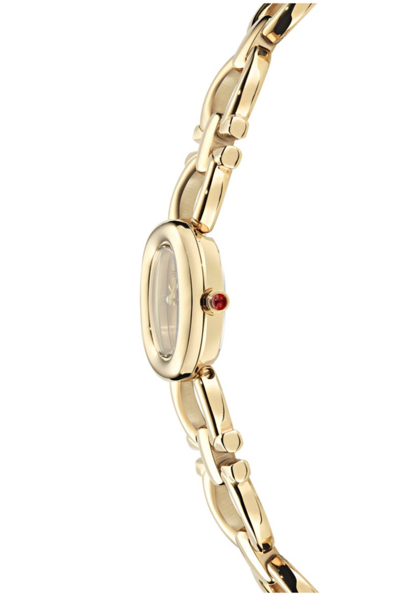 Petite Double Gancini Bracelet Watch, 14mm x 21mm, Alternate, color, IP YELLOW GOLD