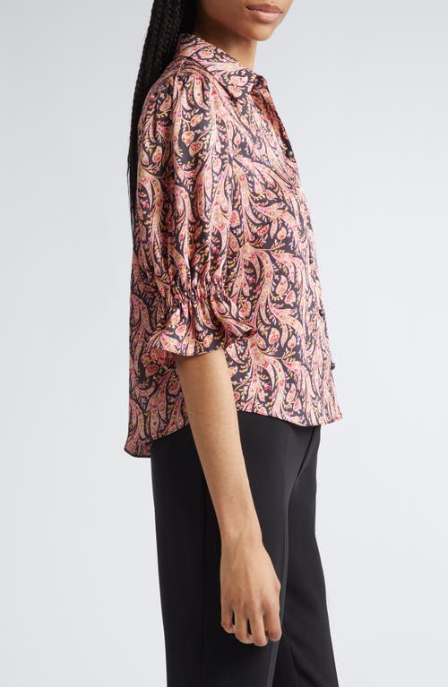 Cinq À Sept Fiona Charming Paisley Button-up Shirt In Brown