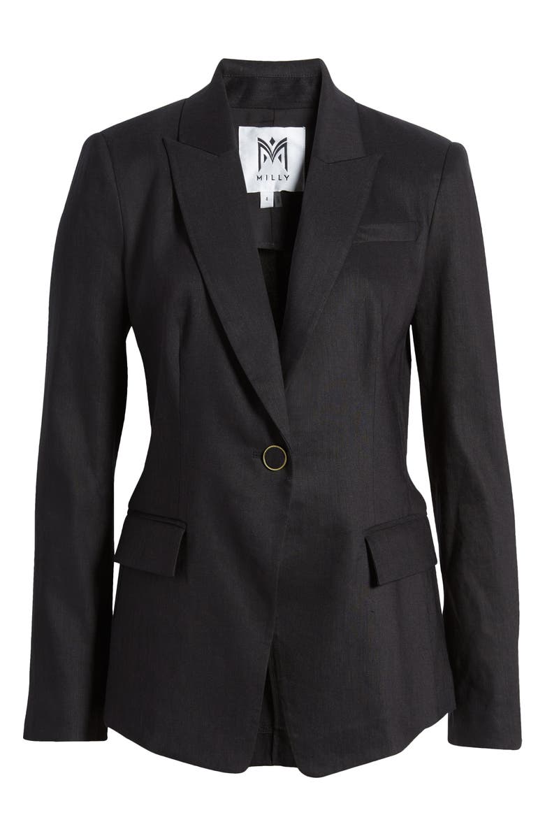 Milly Avery One-Button Linen Blend Blazer, Alternate, color, 