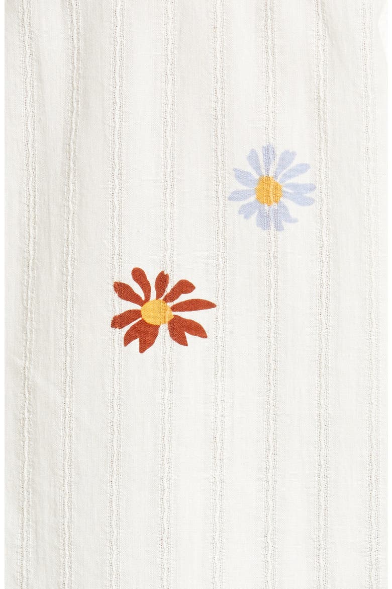Daisy Embroidered Courier Button Back Shirt, Alternate, color, BRIGHT IVORY