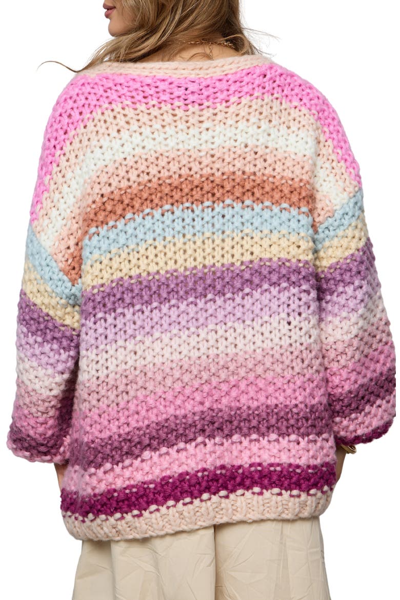 Mayflower Stripe Crochet Cardigan, Alternate, color, PINK MULTI