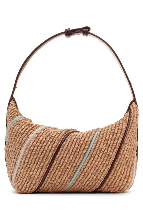 Bottega Veneta Wallace Stripe Raffia Shoulder Bag